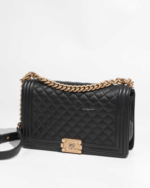Chanel Black Caviar Quilted Large Le Boy Bag GHW