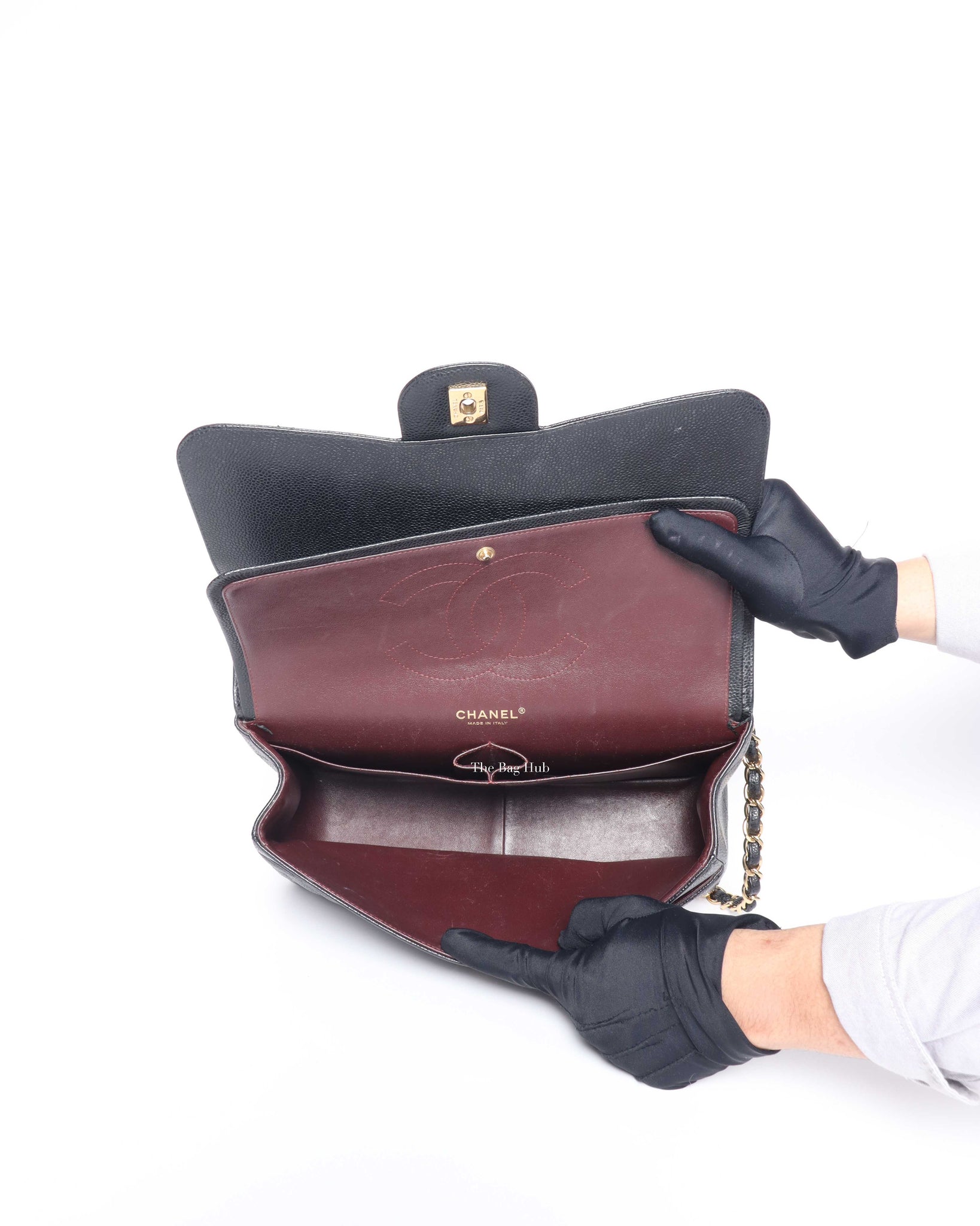 Chanel Black Quilted Caviar Leather Jumbo Classic Double Flap Bag