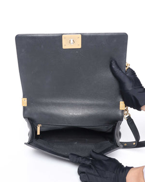 Chanel Black Caviar Quilted Large Le Boy Bag GHW