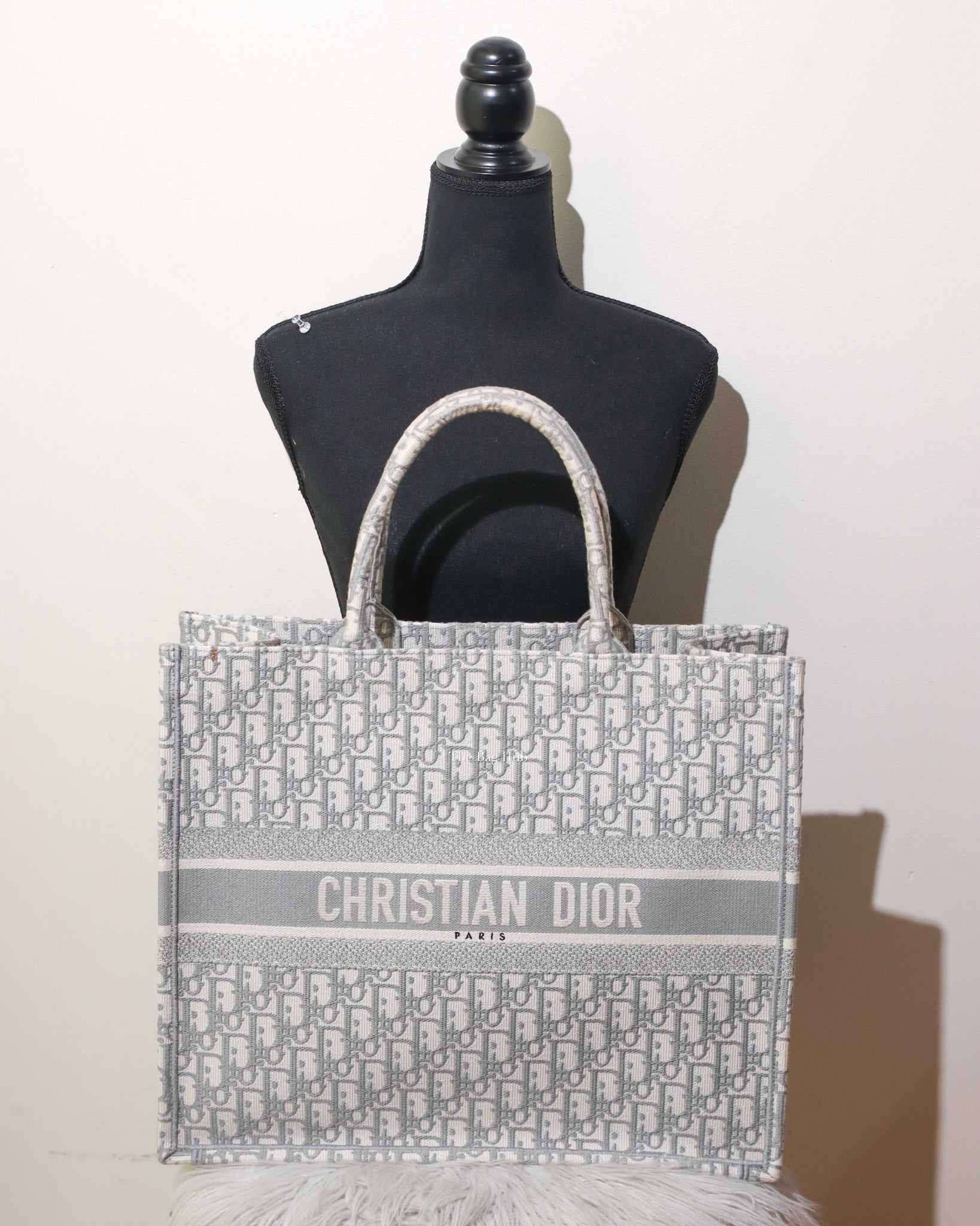 Christian Dior Gray Dior Oblique Embroidery Large Book Tote