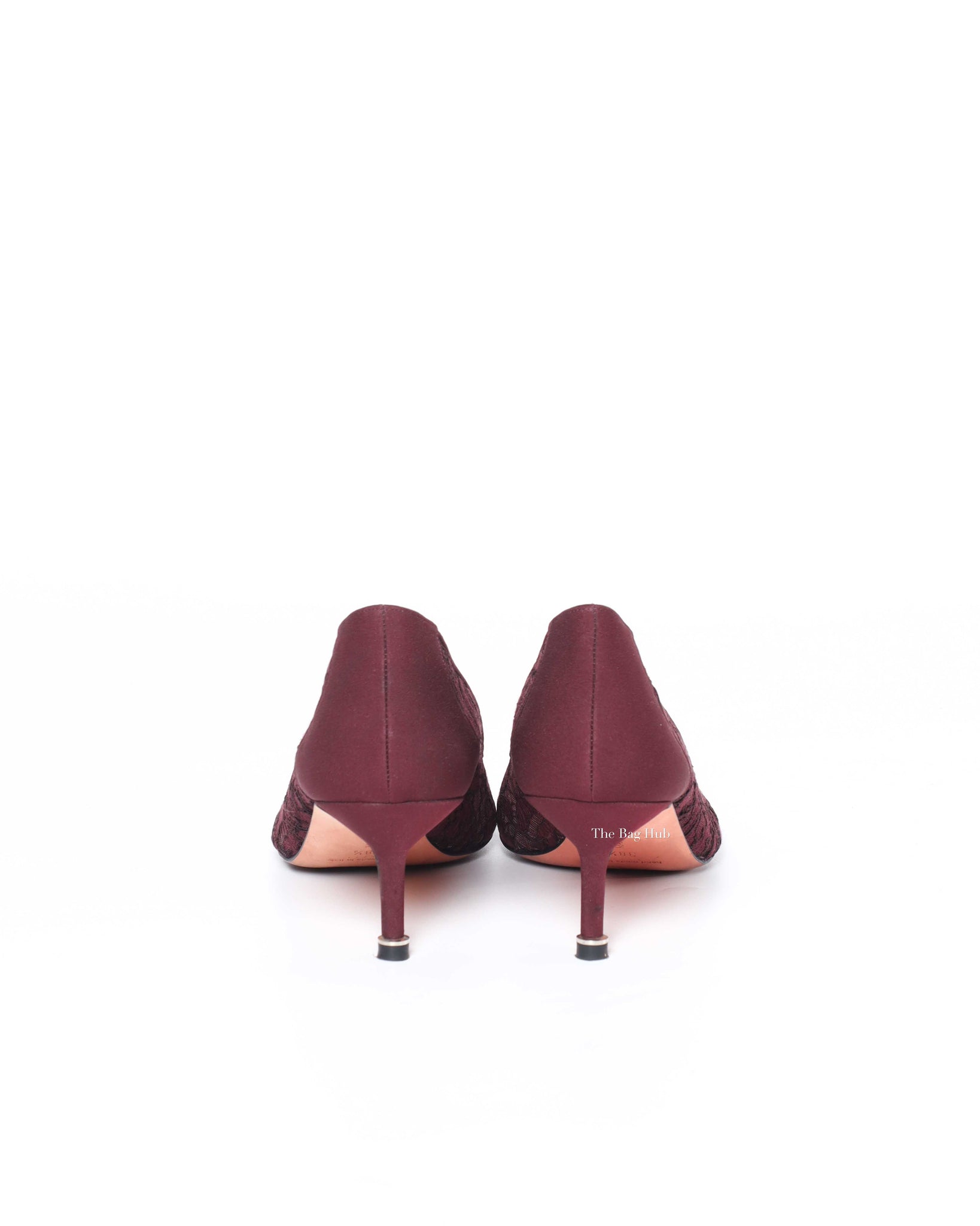 Manolo Blahnik Maroon Hangisi Lace 50 Jewel Buckle Pumps Size 38.5