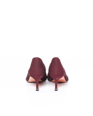 Manolo Blahnik Maroon Hangisi Lace 50 Jewel Buckle Pumps Size 38.5