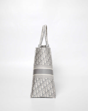 Christian Dior Gray Dior Oblique Embroidery Large Book Tote