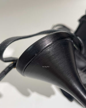 Hermes Black Leather Night 70 Slingback Sandals Size 36