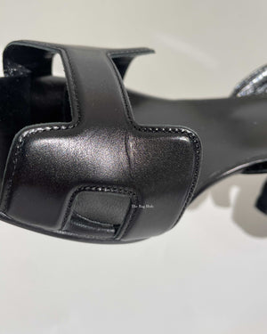 Hermes Black Leather Night 70 Slingback Sandals Size 36