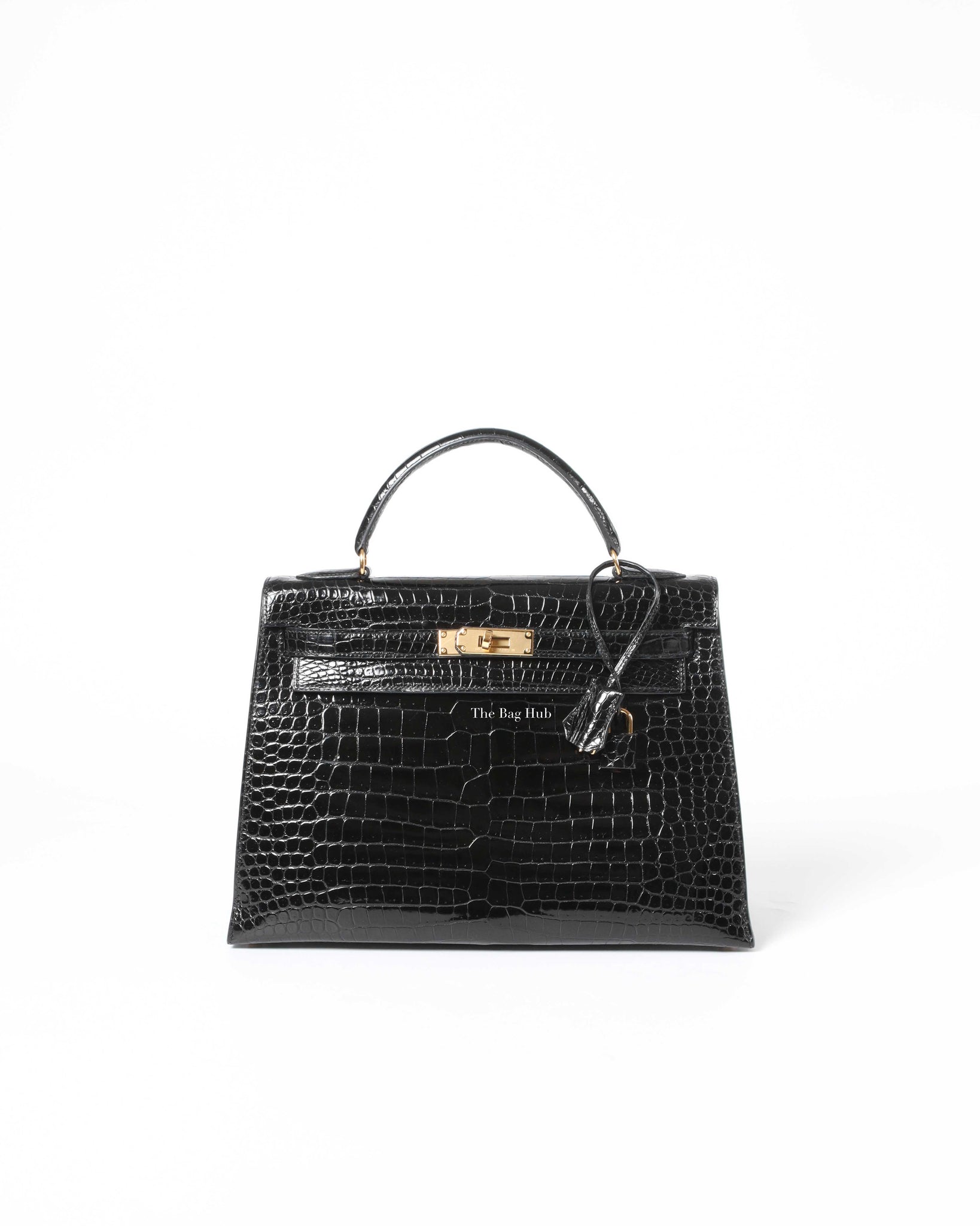 Hermes Black Crocodile Kelly 32 Bag