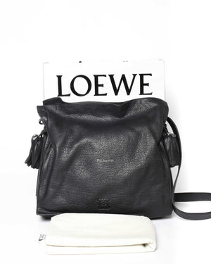 Loewe Black Grained Leather Flamenco Tassel Bag OS-13
