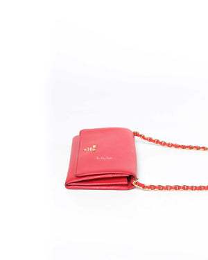 Prada Fragola Saffiano Leather Wallet On Chain 1M1290-5