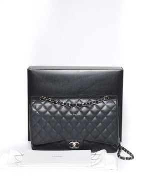 Chanel Black Caviar Maxi Double Flap Shoulder Bag-13