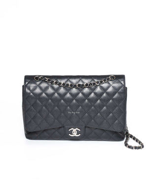 Chanel Black Caviar Maxi Double Flap Shoulder Bag-2
