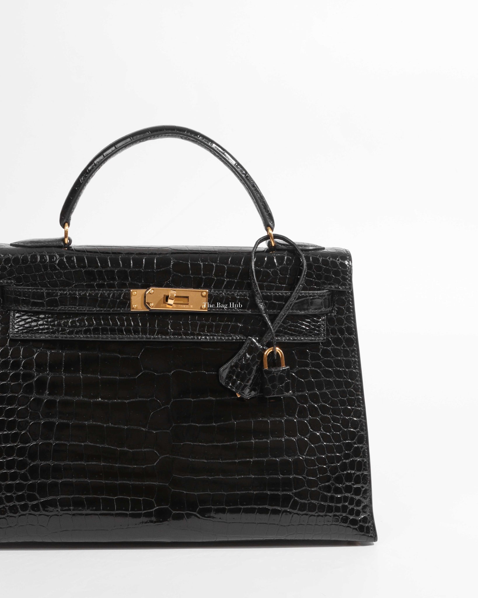 Hermes Black Crocodile Kelly 32 Bag