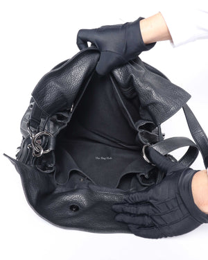 Loewe Black Grained Leather Flamenco Tassel Bag OS-11