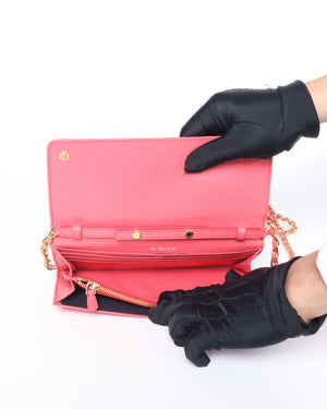 Prada Fragola Saffiano Leather Wallet On Chain 1M1290-11