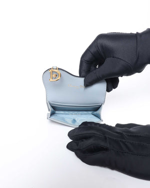 Dior Cloud Blue Saddle Flap Card Holder-11