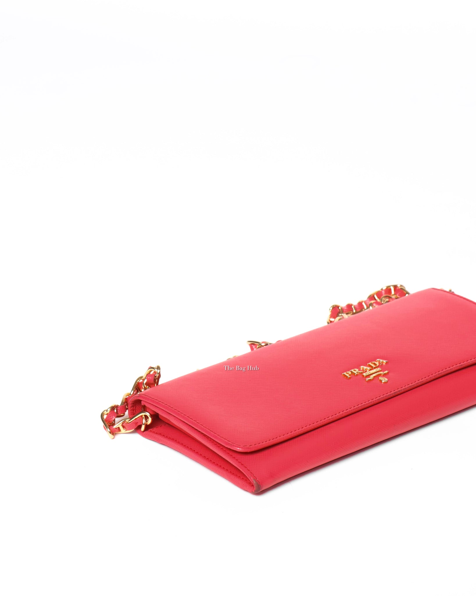 Prada Fragola Saffiano Leather Wallet On Chain 1M1290-7