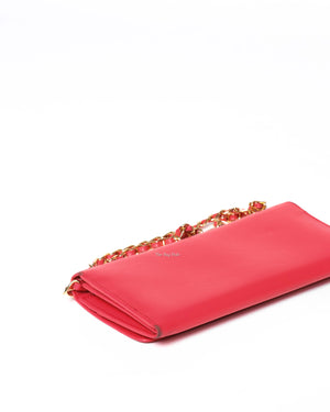 Prada Fragola Saffiano Leather Wallet On Chain 1M1290-9