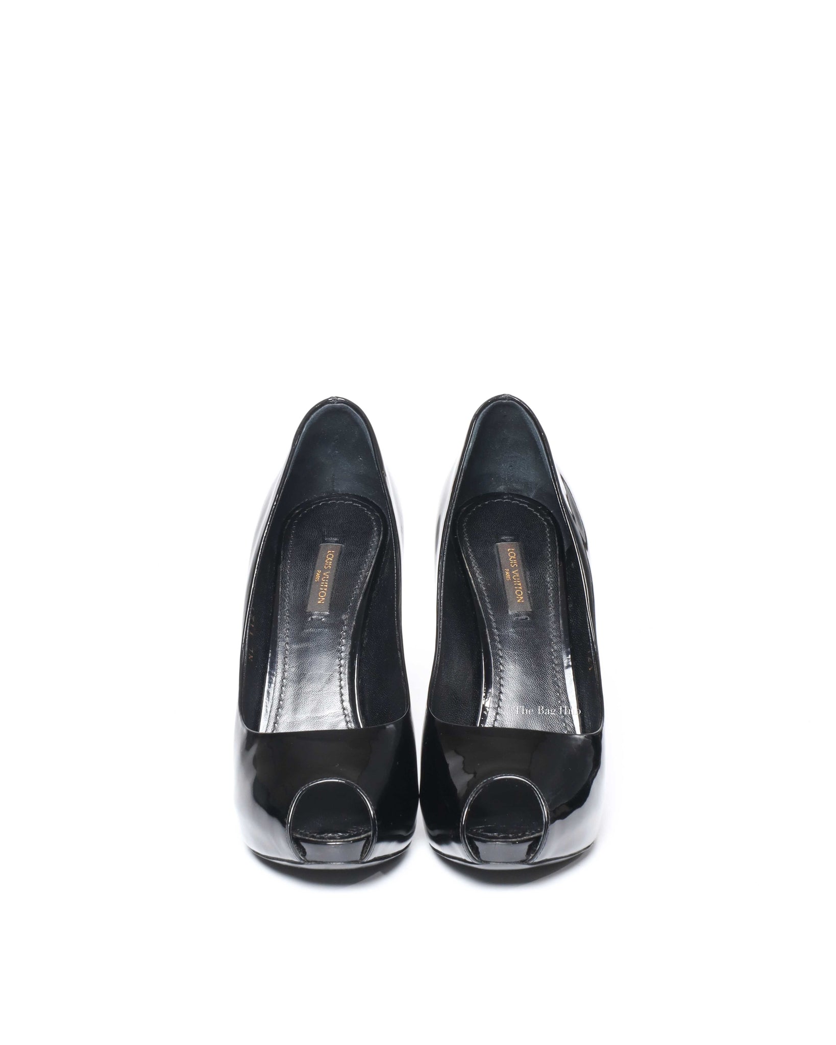Louis Vuitton Black Patent Oh Really! Peep Toe Pumps Size 37.5-3