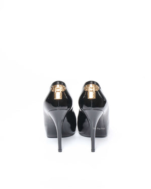Louis Vuitton Black Patent Oh Really! Peep Toe Pumps Size 37.5-6