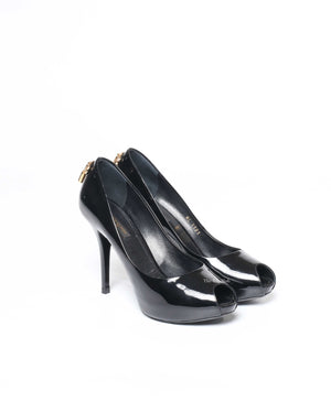 Louis Vuitton Black Patent Oh Really! Peep Toe Pumps Size 37.5-2
