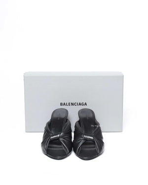 Balenciaga Black Drapy Leather Sandals 80mm Size 39-8