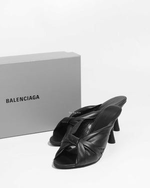 Balenciaga Black Drapy Leather Sandals 80mm Size 39-1