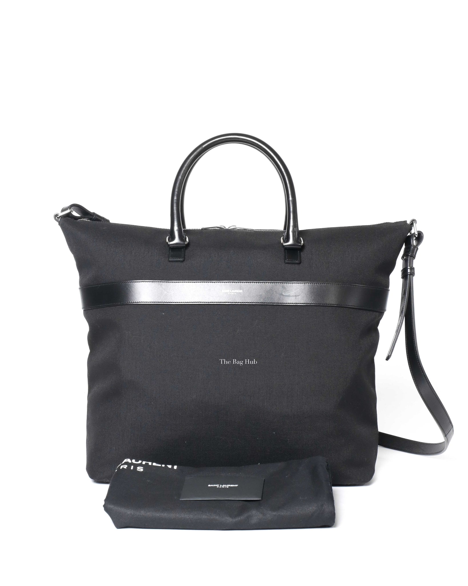 Saint Laurent Black Canvas & Leather Tote Bag-12
