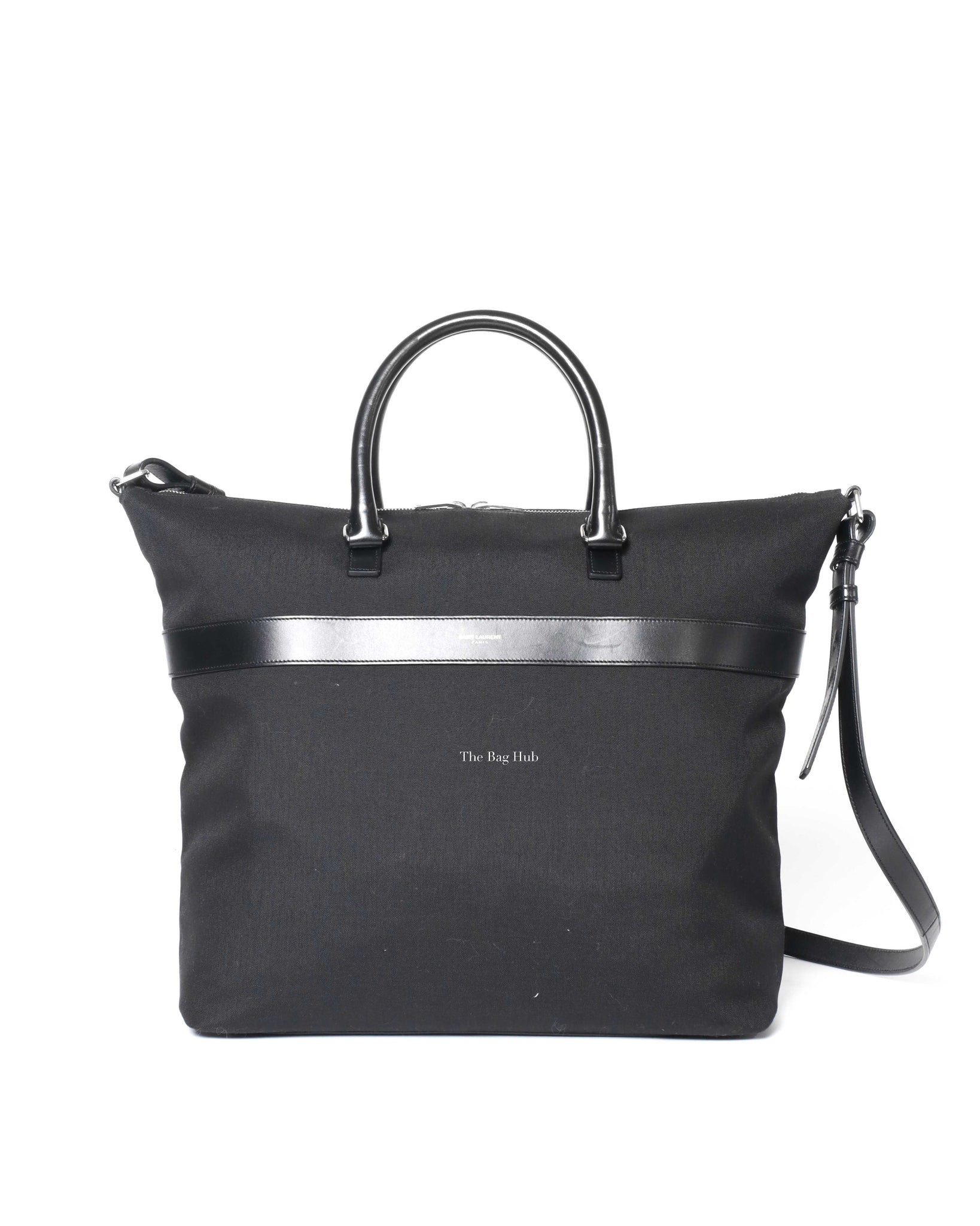 Saint Laurent Black Canvas & Leather Tote Bag-2