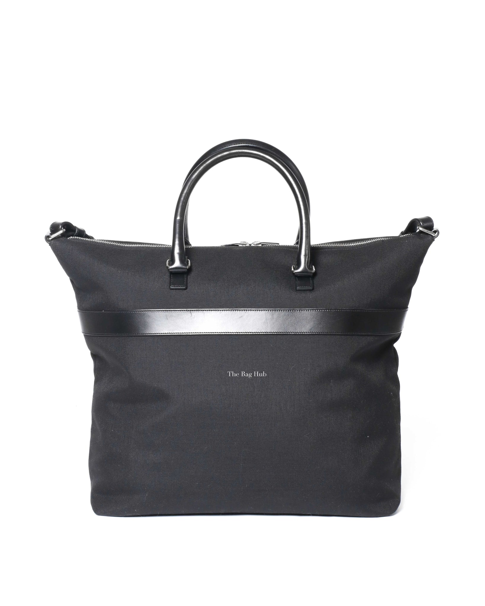 Saint Laurent Black Canvas & Leather Tote Bag-3