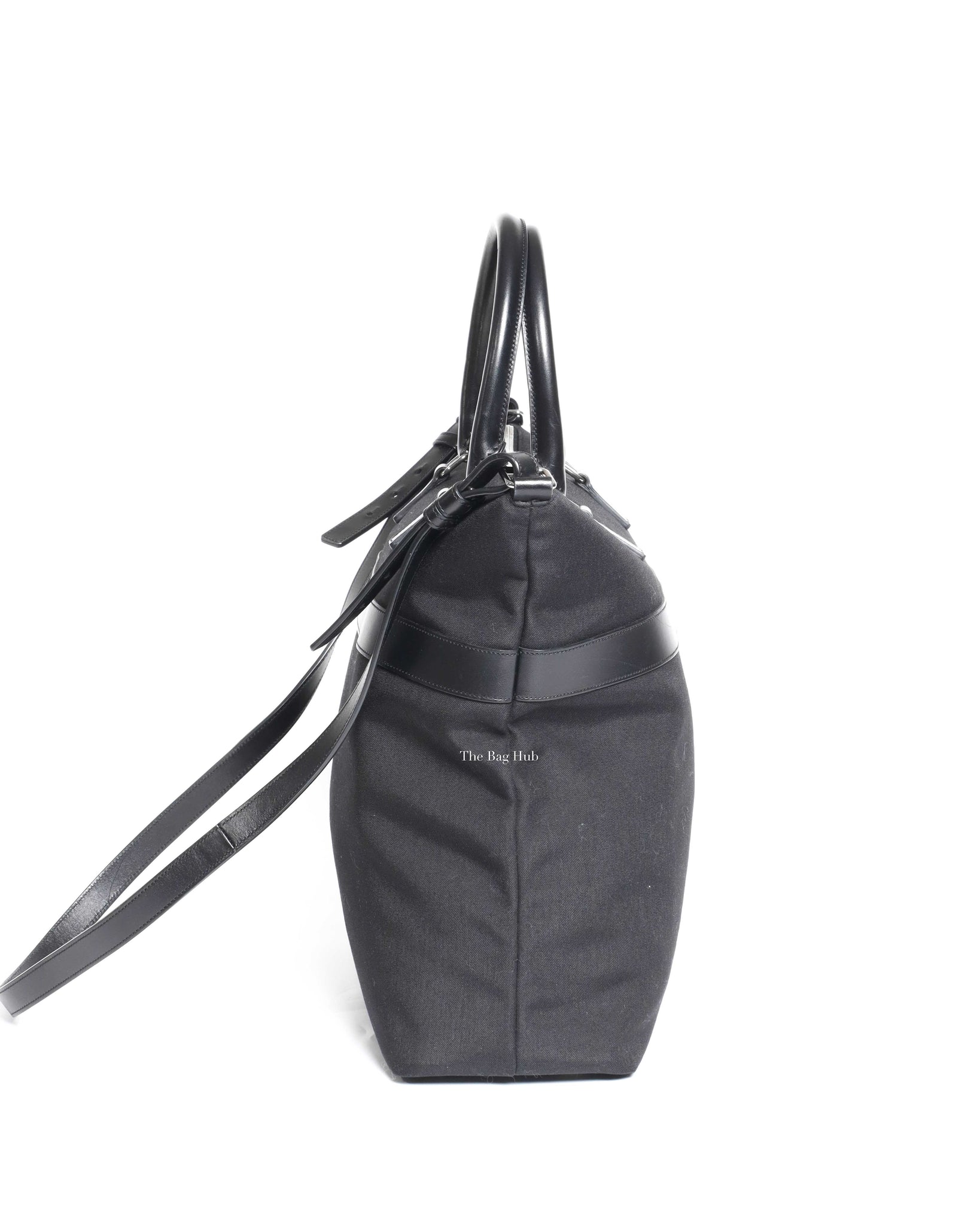 Saint Laurent Black Canvas & Leather Tote Bag-4