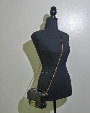 Fendi Black Nappa FF 1974 Embossed Baguette Bag