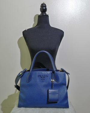 Prada Blue Saffiano Leather Monochrome Bag