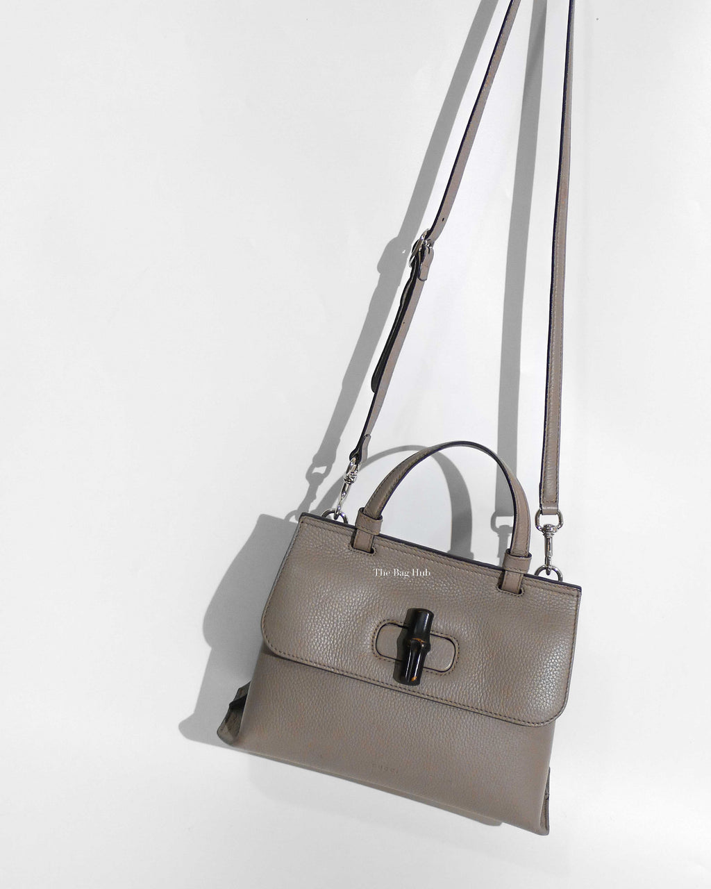 Gucci Gray Leather Bamboo Daily Top Handle Small Bag