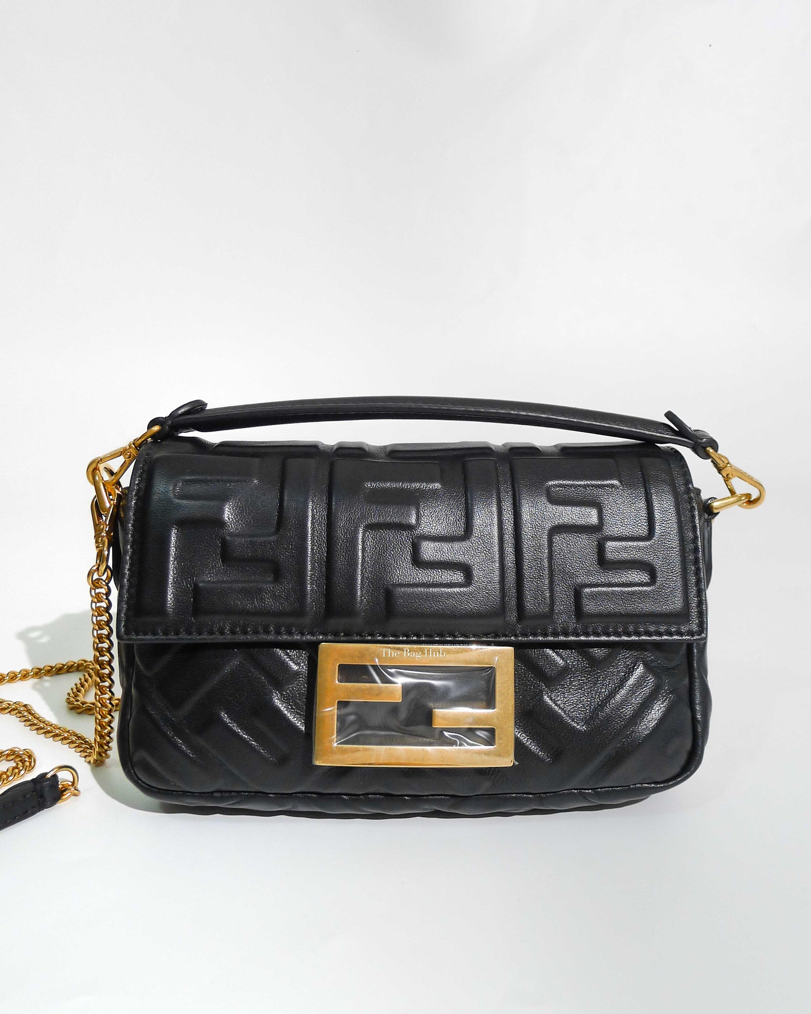 FENDI Nappa FF 1974 Embossed Mini Baguette Black 1284761