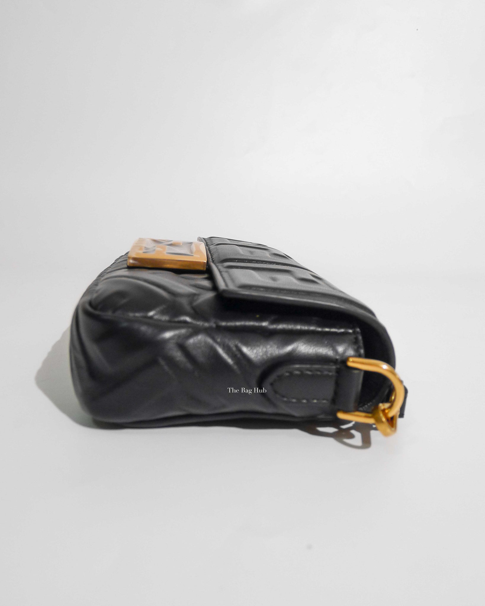 Fendi Black Nappa FF 1974 Embossed Baguette Bag