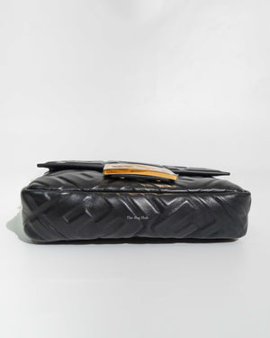 Fendi Black Nappa FF 1974 Embossed Baguette Bag