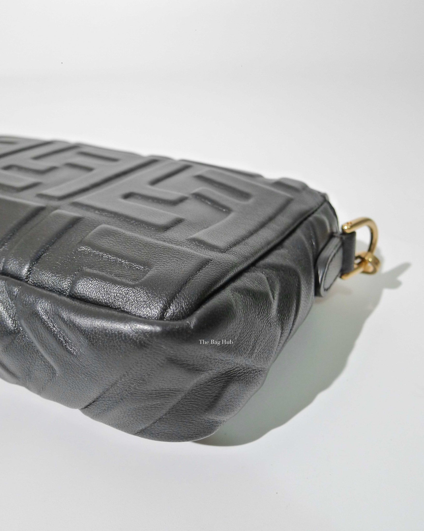 Fendi Black Nappa FF 1974 Embossed Baguette Bag