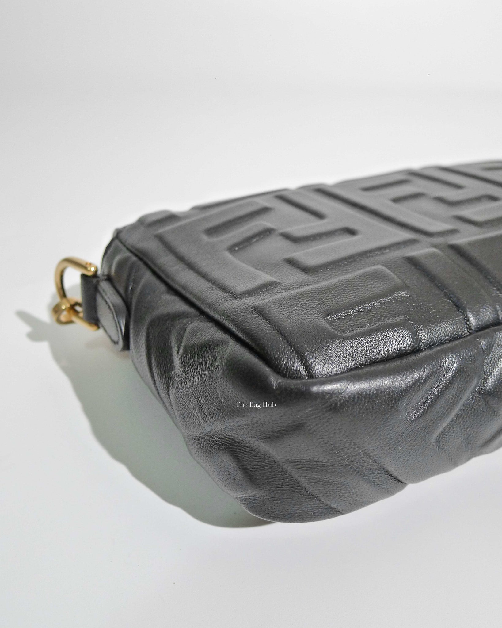 Fendi Black Nappa FF 1974 Embossed Baguette Bag