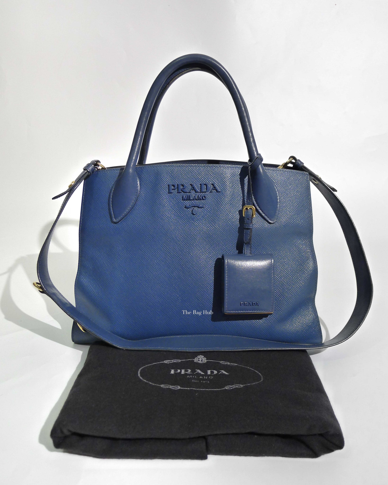 Prada Blue Saffiano Leather Monochrome Bag