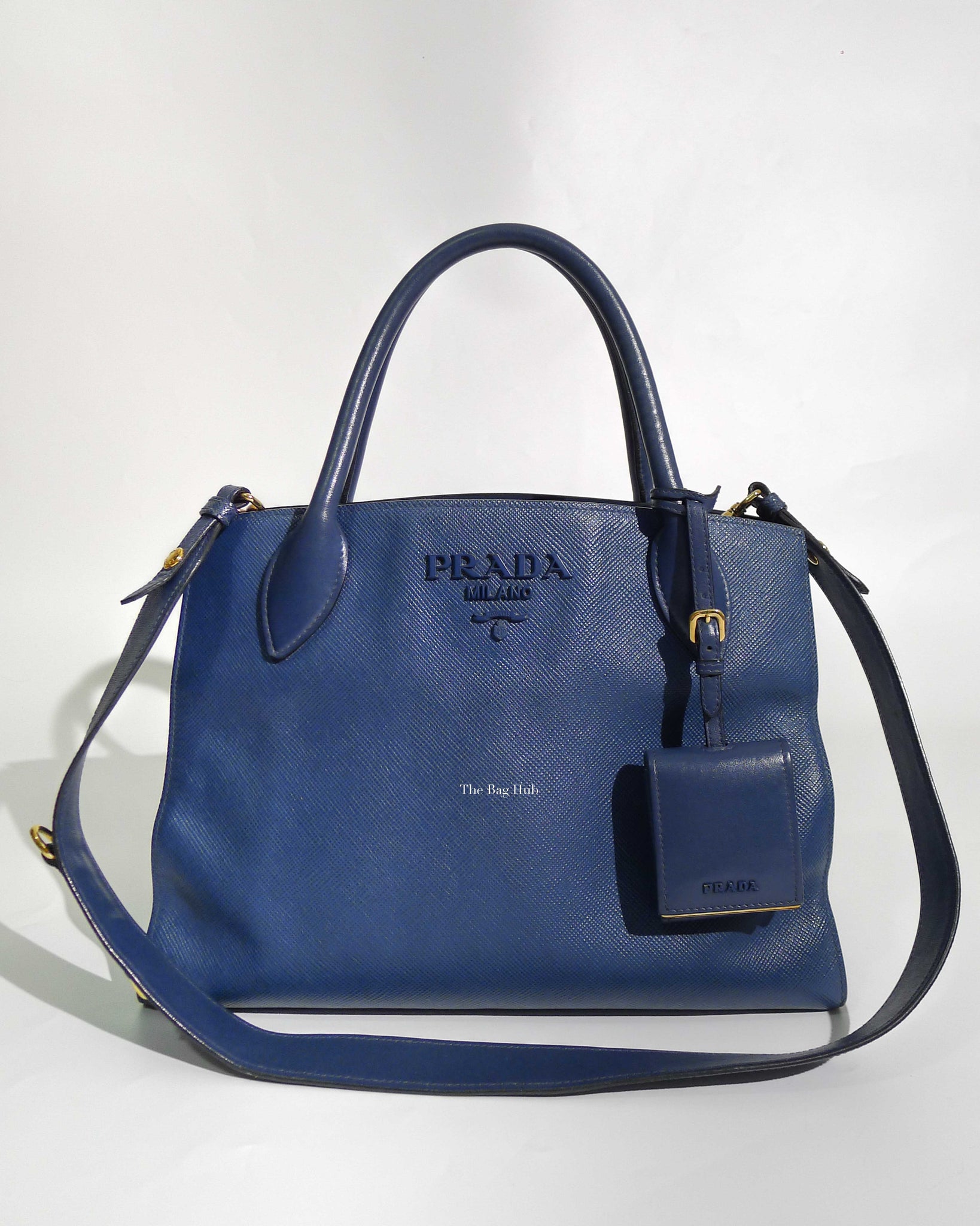 Prada Blue Saffiano Leather Monochrome Bag
