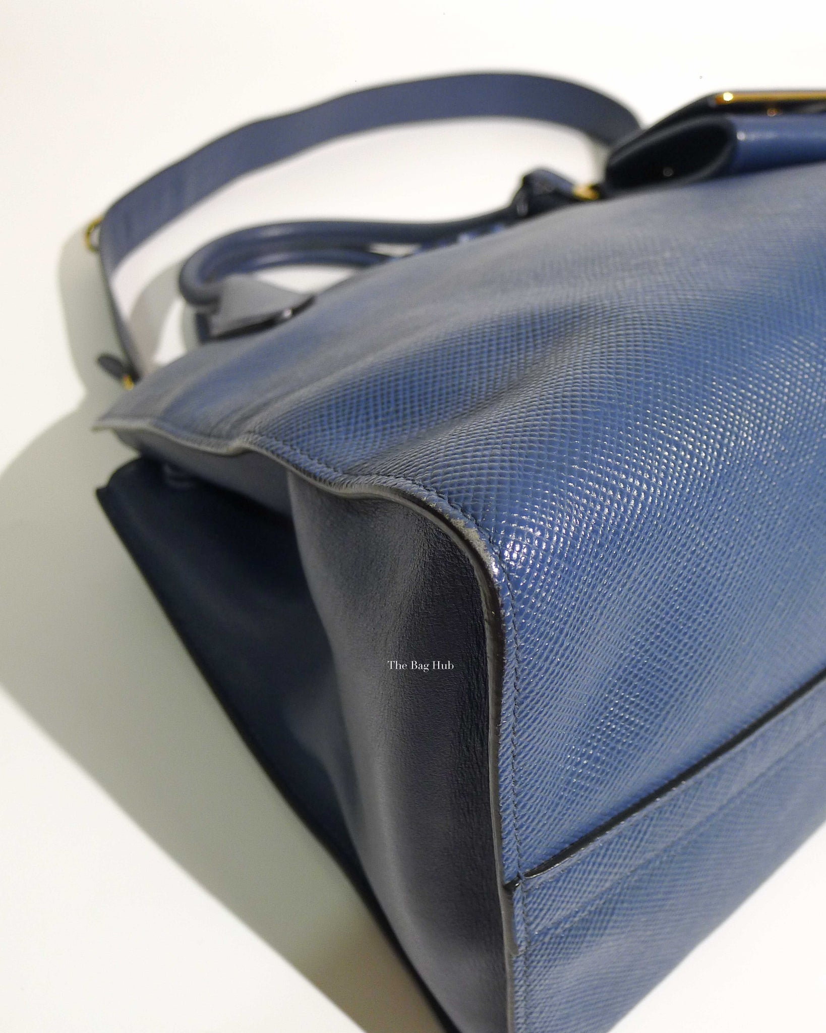 Prada Blue Saffiano Leather Monochrome Bag