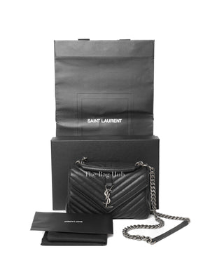 Saint Laurent Black Leather College Bag SHW