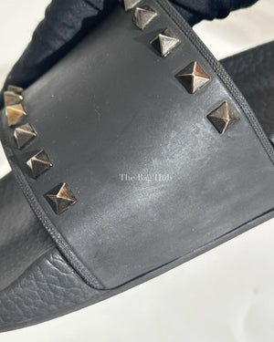 Valentino Black Rockstud Rubber Slider Sandals Size 41-10