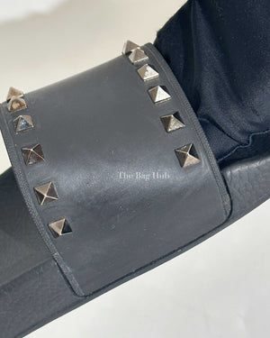 Valentino Black Rockstud Rubber Slider Sandals Size 41-15