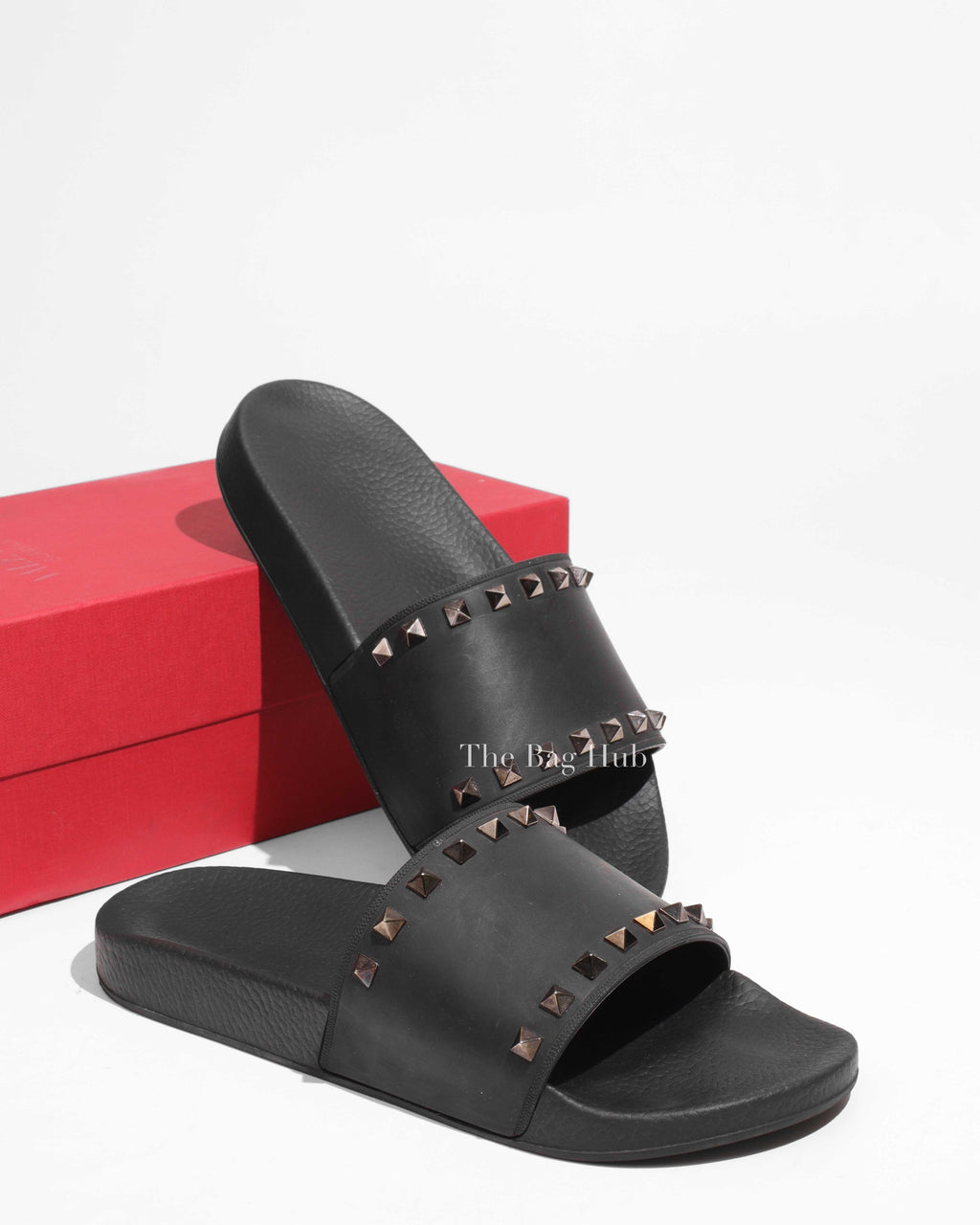 Valentino Black Rockstud Rubber Slider Sandals Size 41-1