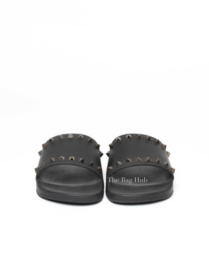 Valentino Black Rockstud Rubber Slider Sandals Size 41-3
