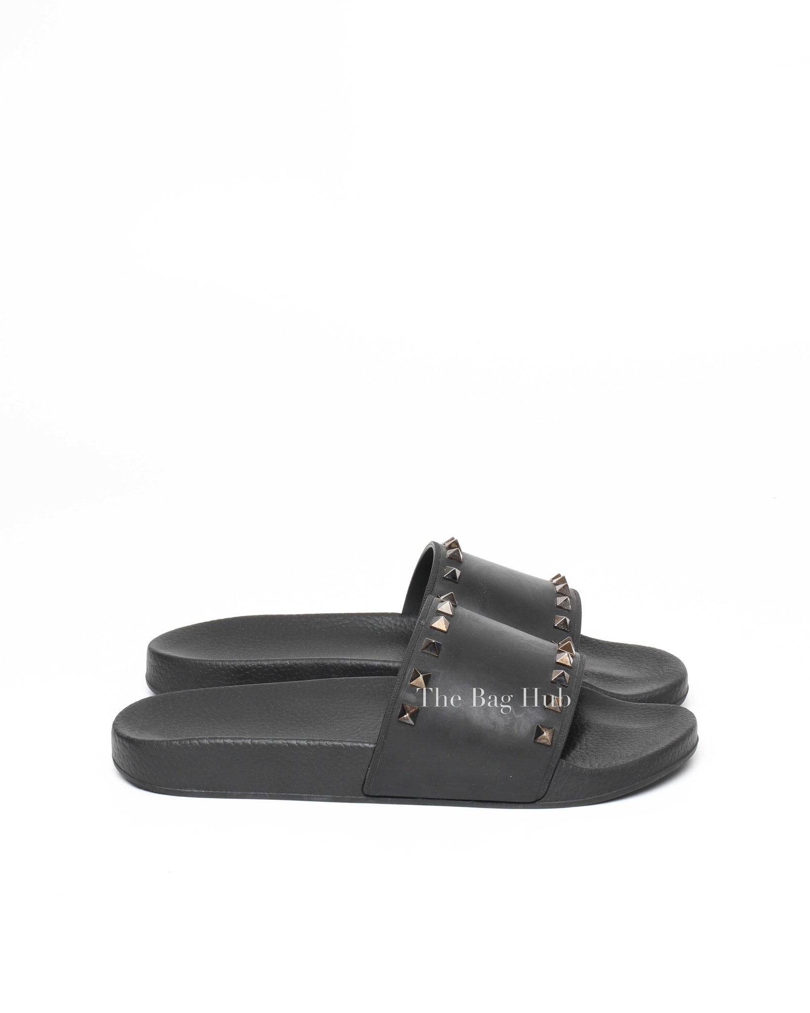 Valentino Black Rockstud Rubber Slider Sandals Size 41-4