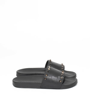 Valentino Black Rockstud Rubber Slider Sandals Size 41-4