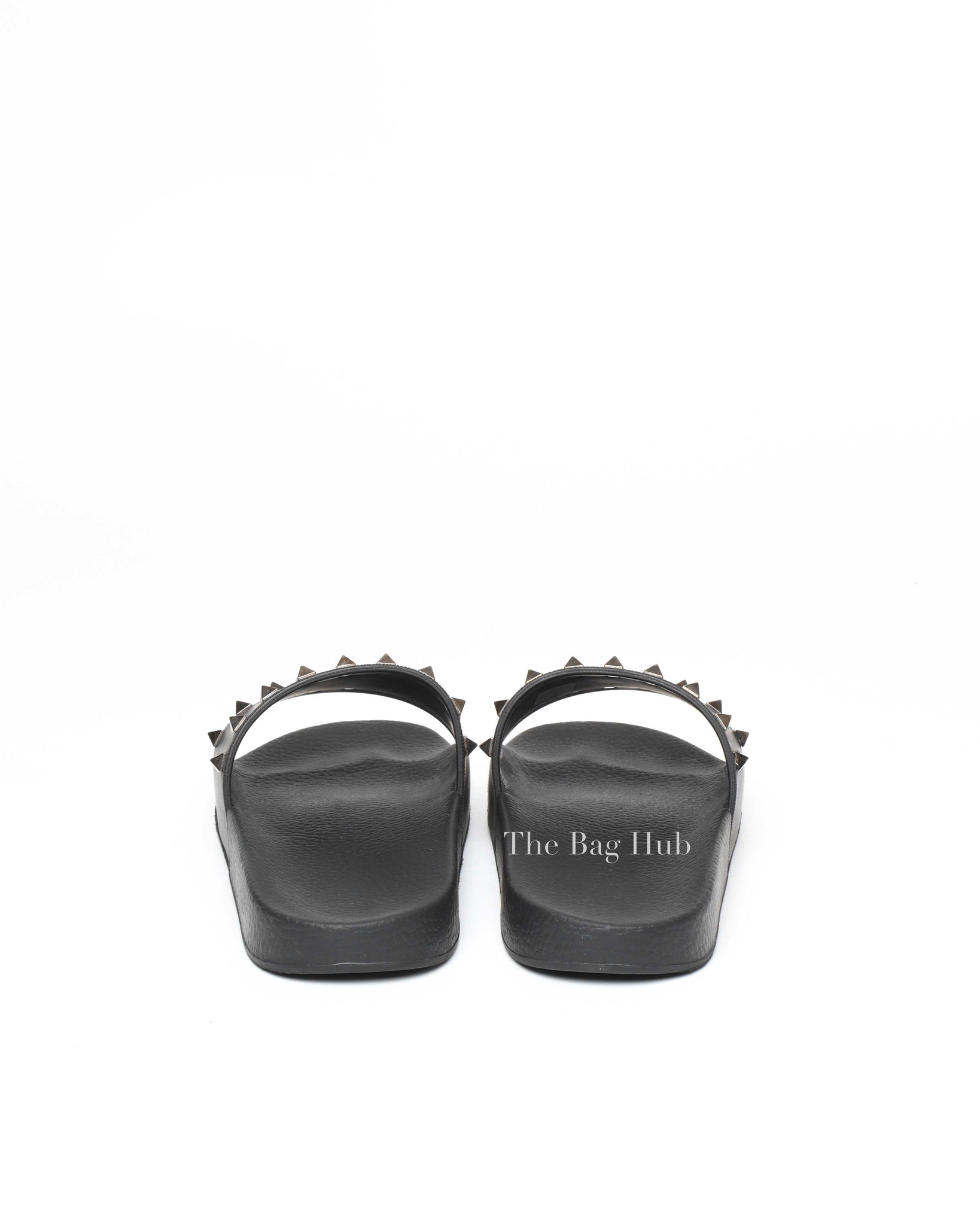 Valentino Black Rockstud Rubber Slider Sandals Size 41-5