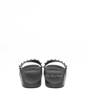Valentino Black Rockstud Rubber Slider Sandals Size 41-5