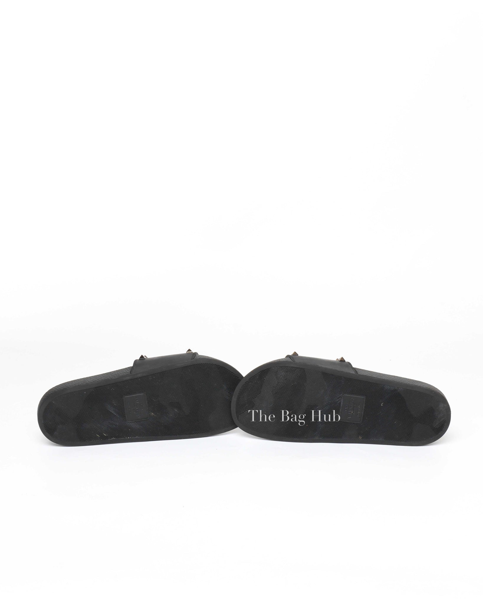 Valentino Black Rockstud Rubber Slider Sandals Size 41-6